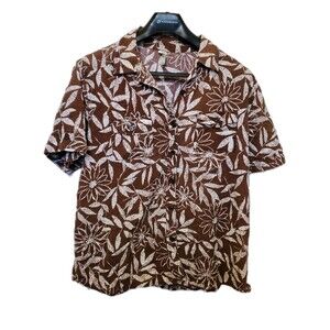 Vintage Y2K White Stag Brown White Hawaiian Aloha Shirt Cotton Vacation Size XL